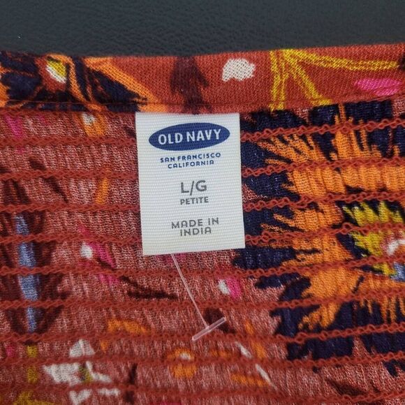 Old Navy Womens Floral Maxi Dress Red Size Large Petite Cottagecore Smocked Boho - Picture 6 of 9